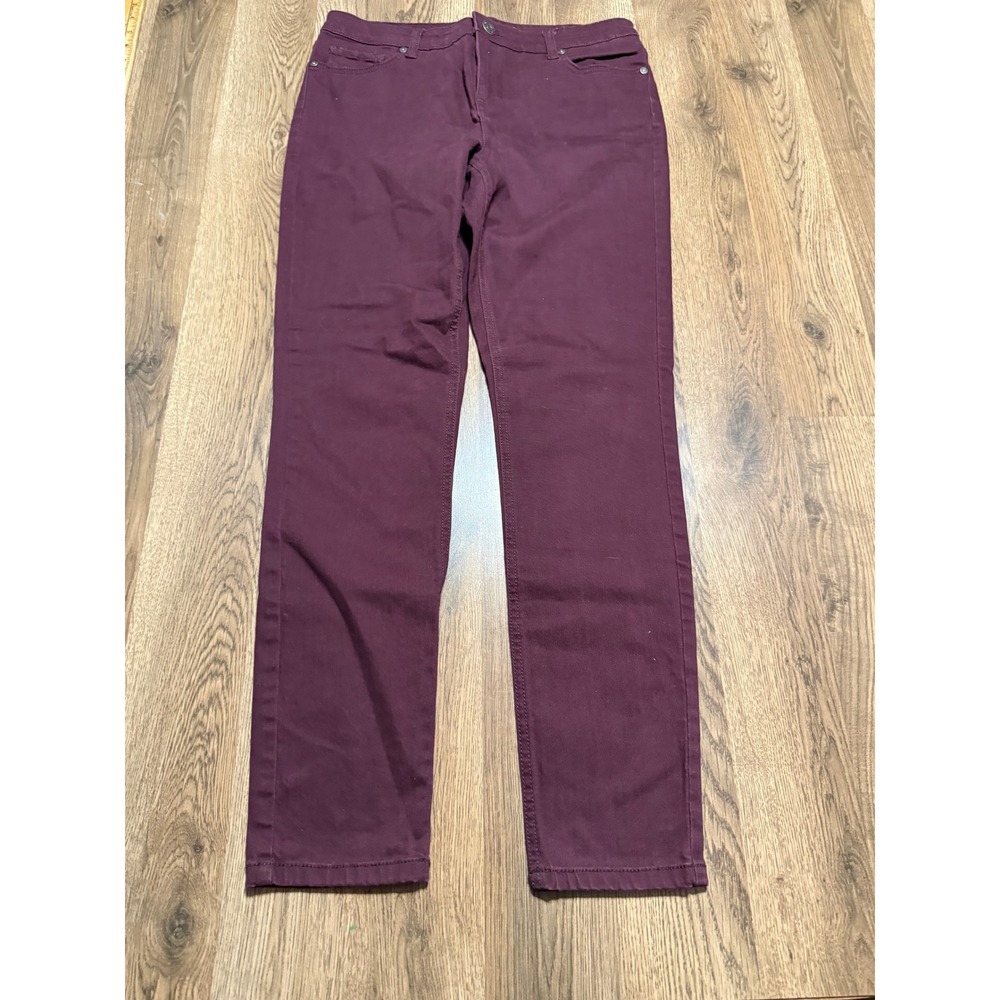 Ruff Hewn Pants Womens Size 10 Average Purple Stretch Denim Burgundy Casual